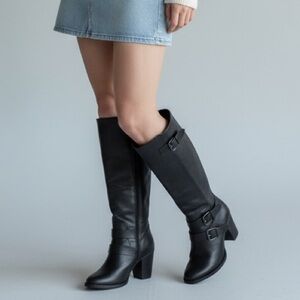 JUSTFAB | Ramonia Heeled Knee High Boots Black
